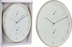 Koopman Nástěnné hodiny do obývacího pokoje bílé kulaté 34 cm