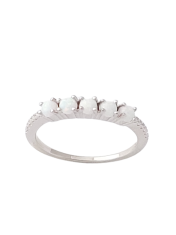 ibeauty Opálový prsten s bílými opálovými kuličkami a zirkony ve velikosti 56