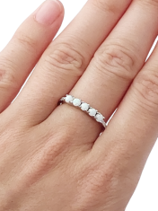ibeauty Opálový prsten s bílými opálovými kuličkami a zirkony ve velikosti 56