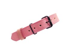 TLW Kožený obojek pro psa CLASSIC růžové barvy, černé kování, vel.: S, obvod krku 34-44cm, šíře 25mm