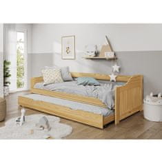 KONDELA Dřevěná jednolůžková postel s přistýlkou Laura New 90x200 cm - přírodní
