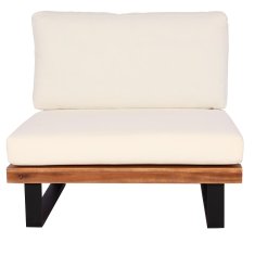 MCW Lounge chair H54, zahradní křeslo, spun polyakátové dřevo MVG-certifikovaný hliník ~ hnědá, čalounění krémově bílá