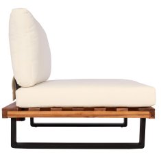 MCW Lounge chair H54, zahradní křeslo, spun polyakátové dřevo MVG-certifikovaný hliník ~ hnědá, čalounění krémově bílá