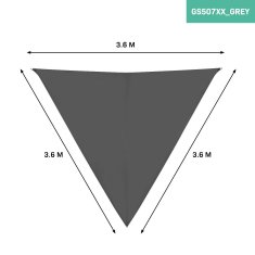 VONROC Sluneční plachta - Trojúhelníková- Prémium - ∆ 360 cm - Voděodolná | Šedá 