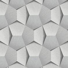 Geometrická šedá vliesová 3d tapeta na zeď A54604, 0,53 x 10,05 m
