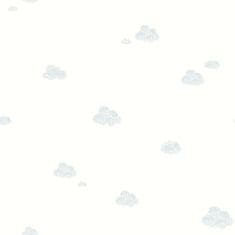 Bílá dětská vliesová tapeta se zelenými mráčky ,7006-1, Noa, 0,53 x 10,05 m