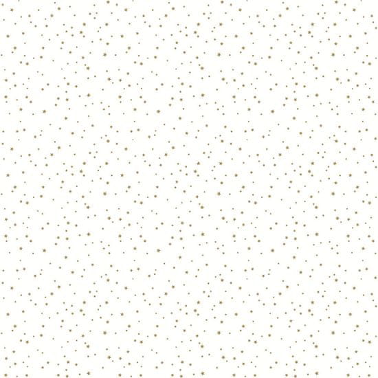 Bílá dětská vliesová tapeta se zlatými hvězdičkami, 7005-2, Noa, 0,53 x 10,05 m