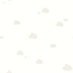 Bílá dětská vliesová tapeta se béžovými mráčky ,7006-2, Noa, 0,53 x 10,05 m