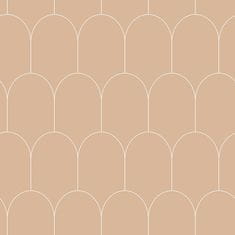 Béžová vliesová tapeta, geometrický obloukový vzor 139203, Art Deco, 0,53 x 10,05 m