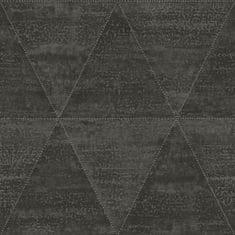 Šedočerná metalická vliesová tapeta, imitace kovových trojúhelníků 337605, Matières - Metal, 0,53 x 10,05 m