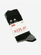 Replay Sada dvou párů pánských ponožek v šedé a černé barvě Replay 43-46
