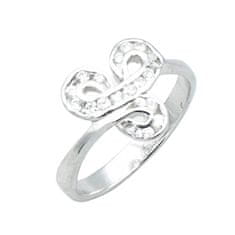 LS Prsten s kamínky stříbro 925/1000 rhodiované 50