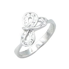 Prsten s kamínky stříbro 925/1000 rhodiované 51