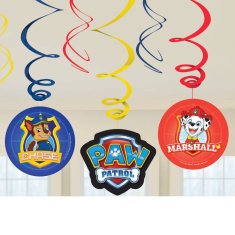 Amscan 6 vířivých dekorací, závěsných Paw Patrol 2018 fólie / papír 61 cm