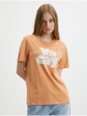 Pieces Oranžové tričko s potiskem Pieces Tamaris XS