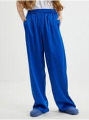 ONLY Tmavě modré dámské saténové široké kalhoty ONLY Victoria M