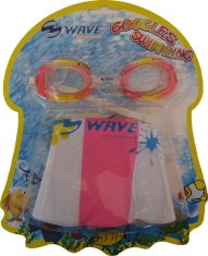 Wave Sada dětské plavecké brýle + nafukovací kruh SET2102 růžová