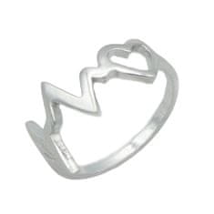 LS Prsten srdce s pulsní křivkou stříbro 925/1000 rhodiované 58