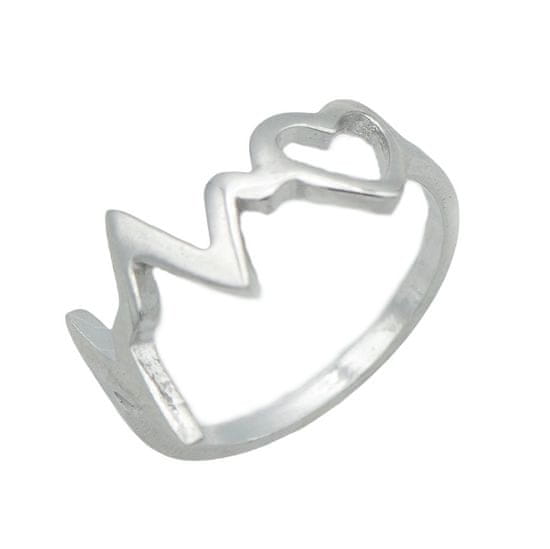 LS Prsten srdce s pulsní křivkou stříbro 925/1000 rhodiované 57