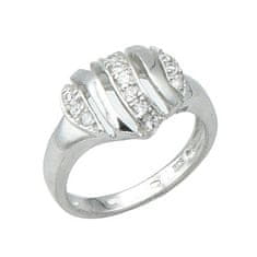 LS Prsten srdce s kamínky stříbro 925/1000 rhodiované 53