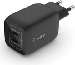 Belkin Duální 65W USB-C Power Delivery GaN PPS nástěnná nabíječka, černá, WCH013vfBK