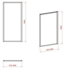 CERSANIT Kout čtverec 90x90x190 transparent sklo (S154-006+S154-008)