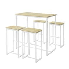 SoBuy SoBuy OGT15-WN 5 dílný barový stůl se židlemi Jídelní stůl Barový stůl Bistro stůl se 4 barovými židlemi Sedací sestava Bílá-přírodní