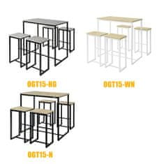 SoBuy SoBuy OGT15-WN 5 dílný barový stůl se židlemi Jídelní stůl Barový stůl Bistro stůl se 4 barovými židlemi Sedací sestava Bílá-přírodní