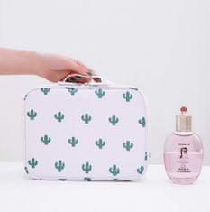 INNA Toaletní taška Make Up Bag Make Up Case Cestovní taška Beauty Case s rukojetí a kapsou Zrcadlo Kosmetické pouzdro v bílém kaktusu KOSBARBADOS-5