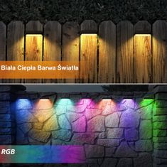 ECOLIGHT Solární zahradní nástěnné svítidlo LED RGB + Teplá bílá