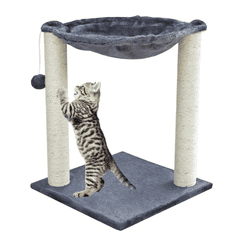 BB-Shop Tmavě šedý škrabák pro kočky, kočičí strom | Stojící houpací síť na sisalových sloupcích