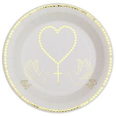 Santex Papírové talíře První svaté přijímání zlaté srdce 22cm 10ks
