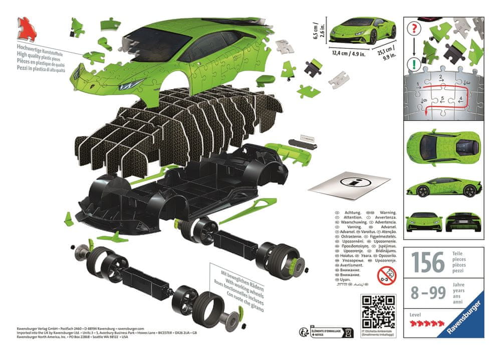 Levně Ravensburger 3D Puzzle Lamborghini Huracán Evo zelené 108 dílků