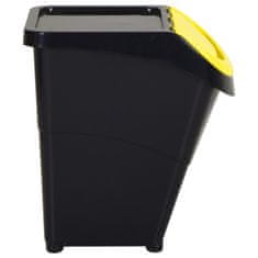 Vidaxl Stohovatelné odpadkové koše s víky 3 ks černé PP 120 l
