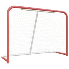 Greatstore Hokejová branka se sítí červená/bílá 153x60x118 cm ocel a PES