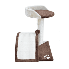 BB-Shop Hnědobílé škrabadlo pro kočky s vyhlídkovou plošinou | Houpací síť | Lehátko