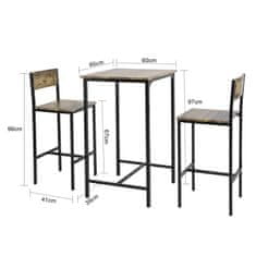 SoBuy SoBuy OGT27-N 3 dílný barový stůl se židlemi Jídelní stůl Bistro stůl se 2 barovými židlemi Sedací souprava