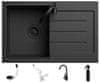 Lavello SET VERY BLACK: Granitový dřez Decoro 1.0 odkap vpravo, černý metalik + BATERIE + SIFON + IMPREGNACE