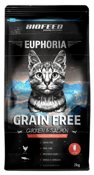BIOFEED Euphoria Adult Cat Grain Free s kuřecím masem a lososem 2kg