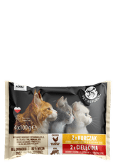 Multipak Set Filety V Omáčce Pro Kočky Hovězí Losos A Kuřecí Telecí Maso 9x 4x100g
