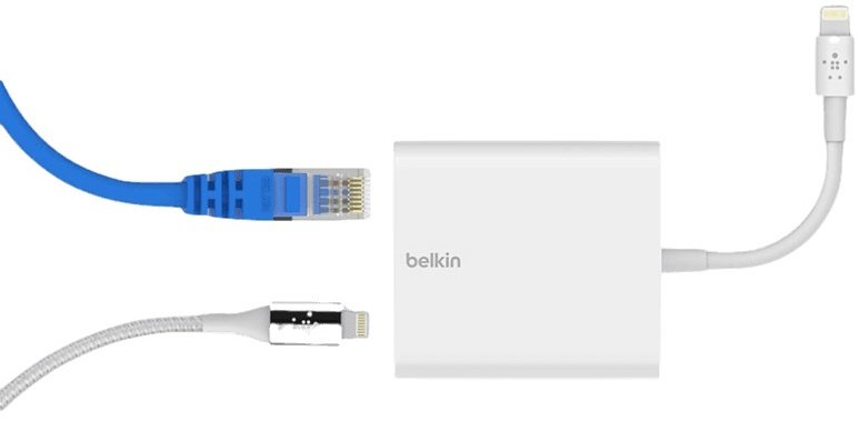 Levně Belkin adaptér Lightning to ethernet, bílý, B2B165bt