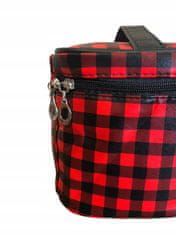INNA Toaletní taška Cestovní pouzdro Kosmetická taška Cestovní kosmetický kufřík s rukojetí Kapesní zrcátko v černé a červené barvě KOSCORINTH-2