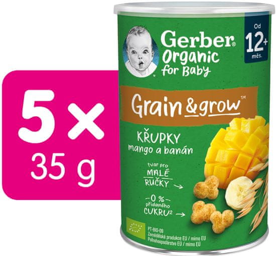 Gerber Organic křupky s mangem a banánem 5x35 g