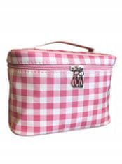 INNA Toaletní taška Kosmetický kufřík Travelcosmetic Beautycase s kapesním zrcátkem na přenášení v bílé a růžové barvě KOSCORINTH-4