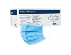 MERCATOR MEDICAL OPERO Chirurgická ústenka z netkané textilie s gumičkami, třívrstvá (modrá,bílá,zelená) 100ks Barva: Bílá