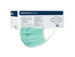 MERCATOR MEDICAL OPERO Chirurgická ústenka z netkané textilie s gumičkami, třívrstvá (modrá,bílá,zelená) 100ks Barva: Bílá