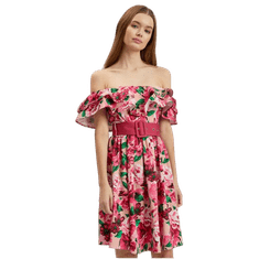 Orsay Tmavě růžové dámské květované šaty ORSAY_471671-225000 34