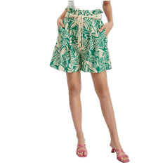 Orsay Krémovo-zelené dámské vzorované kraťasy s příměsí lnu ORSAY_321051-857000 34