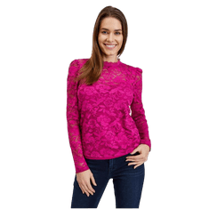 Orsay Tmavě růžové dámské krajkované tričko ORSAY_177051-375000 S