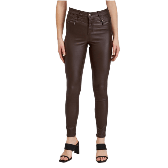 Orsay Tmavě hnědé dámské koženkové kalhoty ORSAY_319257-764000